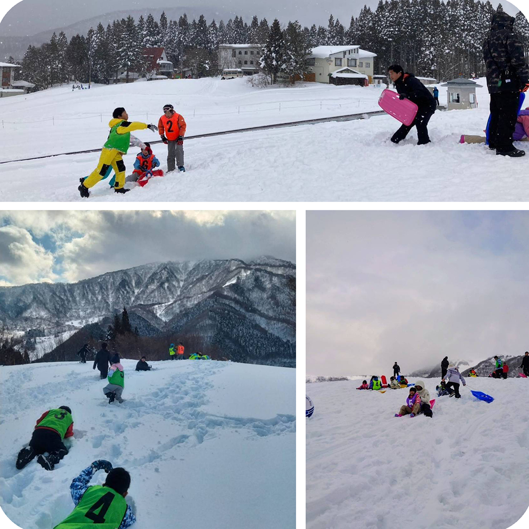 写真：雪山で遊ぶ子どもたちの様子